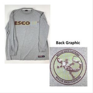 Vintage Willie Esco Mens T-Shirt XXL 2XL Long Sleeve Graphic Lizard Y2K Hip Hop